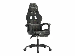 Clicnbuy Silla gaming giratoria y reposapiés cuero sintético