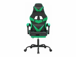 Clicnbuy Silla gaming giratoria y reposapiés cuero sintético negro