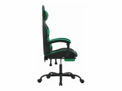 Clicnbuy Silla gaming giratoria y reposapiés cuero sintético negro