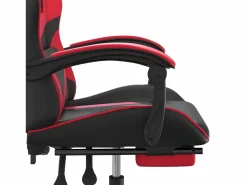 Silla gaming giratoria y reposapiés cuero sintético negro Silla Gaming