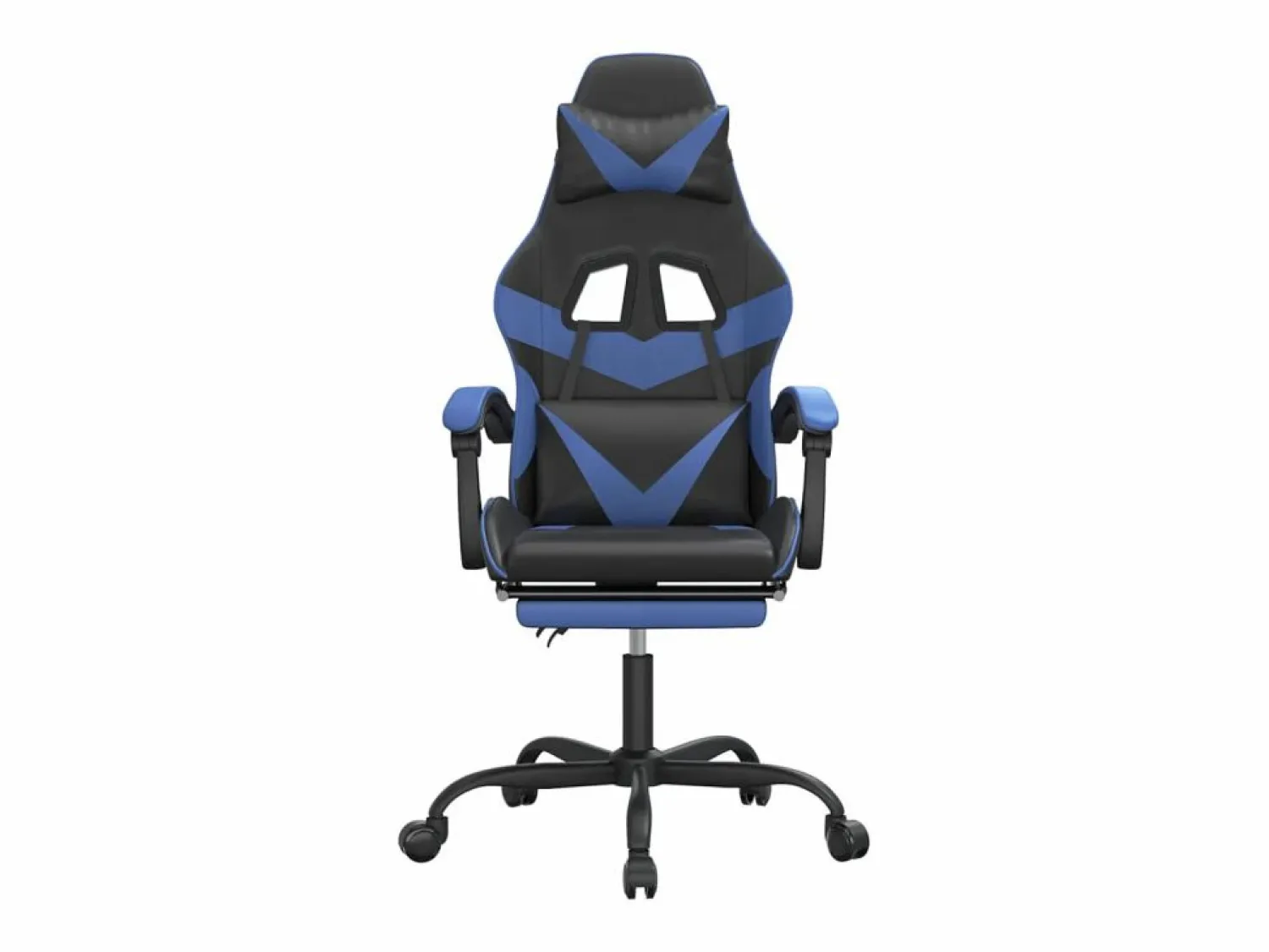 New Clicnbuy Silla gaming giratoria y reposapiés cuero sintético negro Azul