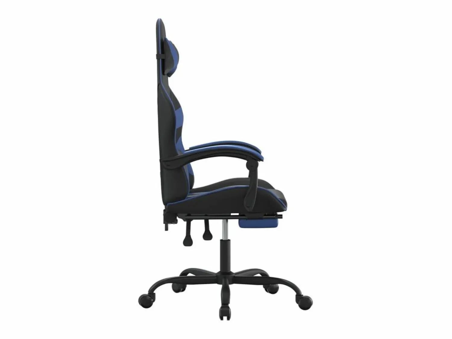 New Clicnbuy Silla gaming giratoria y reposapiés cuero sintético negro Azul
