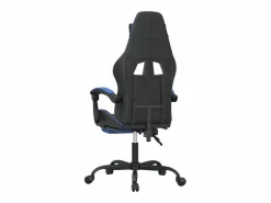 New Clicnbuy Silla gaming giratoria y reposapiés cuero sintético negro Azul