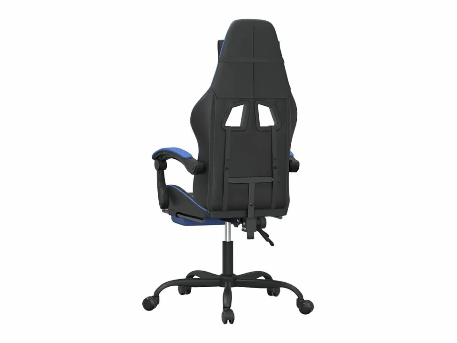New Clicnbuy Silla gaming giratoria y reposapiés cuero sintético negro Azul