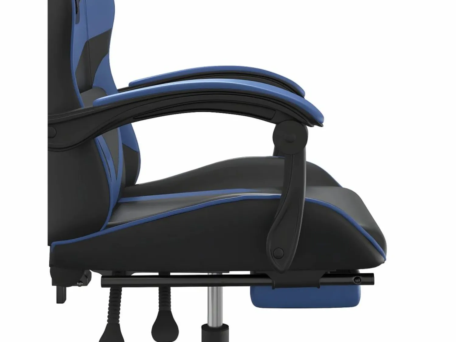 New Clicnbuy Silla gaming giratoria y reposapiés cuero sintético negro Azul