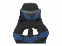 New Clicnbuy Silla gaming giratoria y reposapiés cuero sintético negro Azul