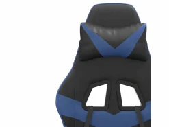 New Clicnbuy Silla gaming giratoria y reposapiés cuero sintético negro Azul