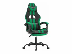 New Silla gaming giratoria y reposapiés cuero sintético negro Silla Gaming