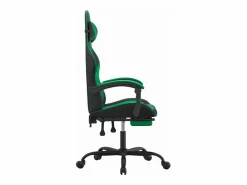 New Silla gaming giratoria y reposapiés cuero sintético negro Silla Gaming