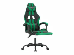 New Silla gaming giratoria y reposapiés cuero sintético negro Silla Gaming