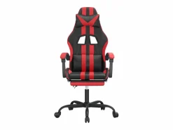 Silla gaming giratoria y reposapiés cuero sintético negro Silla Gaming
