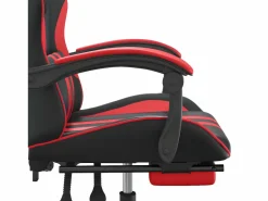 Silla gaming giratoria y reposapiés cuero sintético negro Silla Gaming