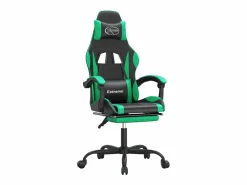 Clicnbuy Silla gaming giratoria y reposapiés cuero sintético negro