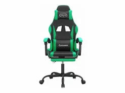 Clicnbuy Silla gaming giratoria y reposapiés cuero sintético negro