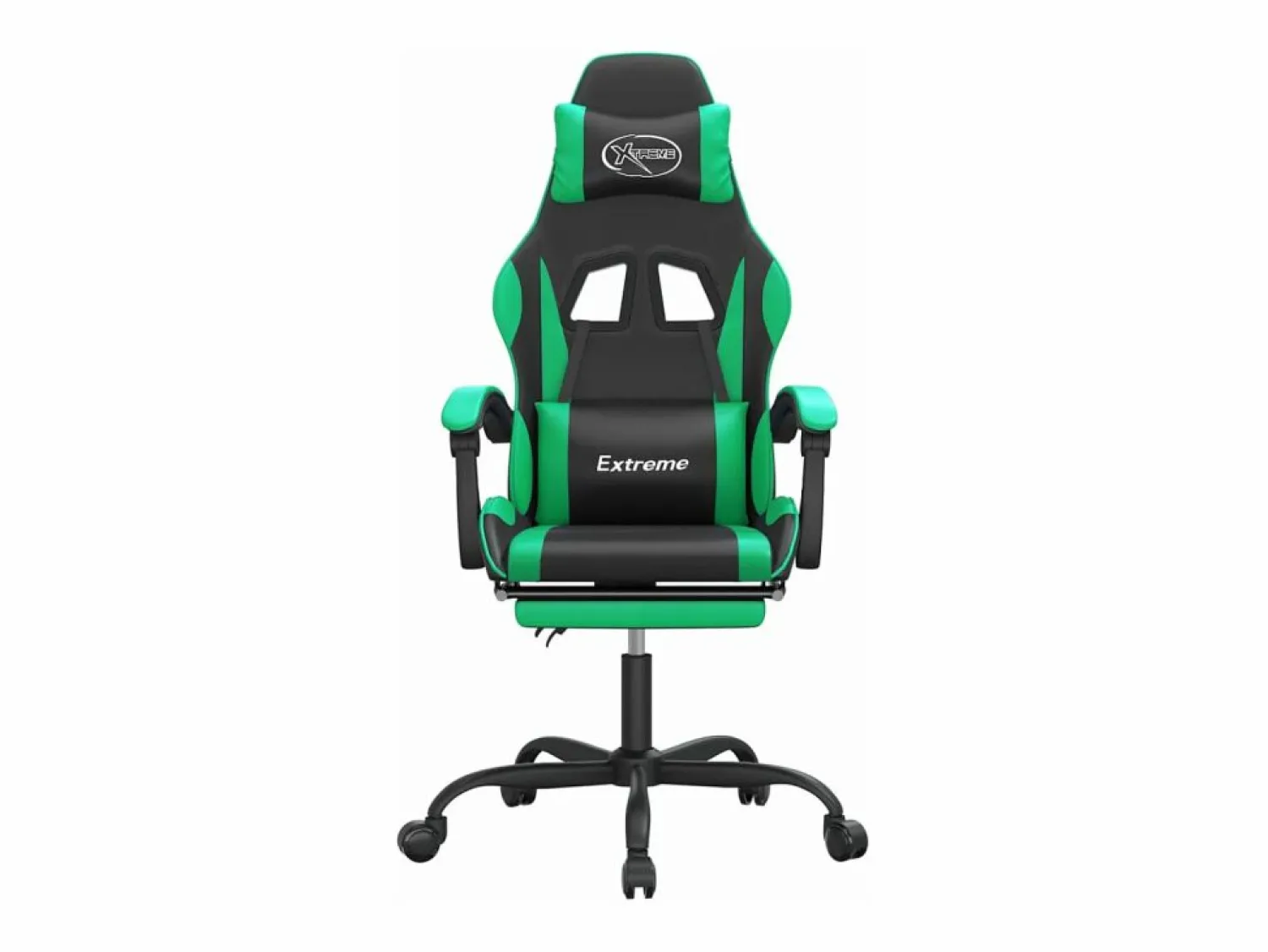 Clicnbuy Silla gaming giratoria y reposapiés cuero sintético negro