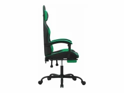 Clicnbuy Silla gaming giratoria y reposapiés cuero sintético negro