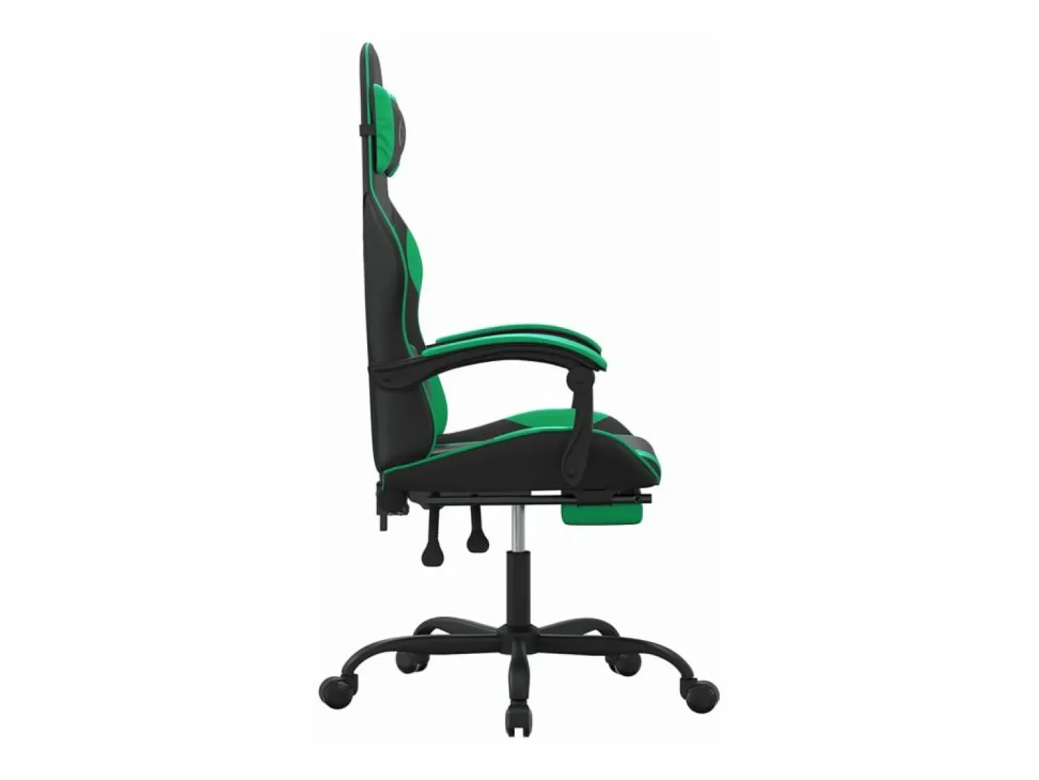 Clicnbuy Silla gaming giratoria y reposapiés cuero sintético negro