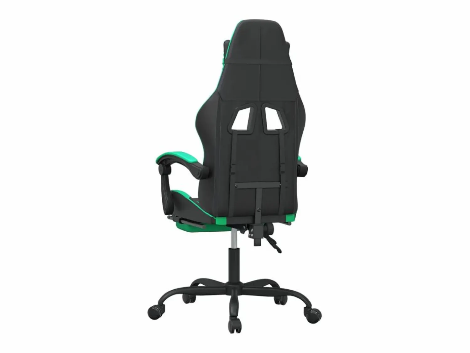 Clicnbuy Silla gaming giratoria y reposapiés cuero sintético negro