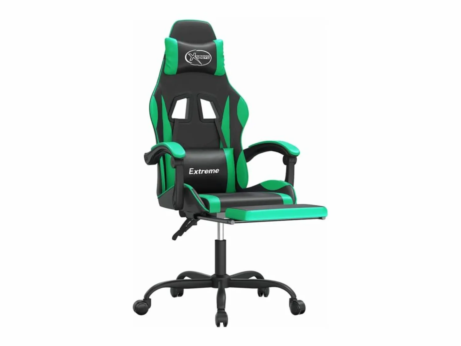 Clicnbuy Silla gaming giratoria y reposapiés cuero sintético negro