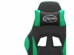 Clicnbuy Silla gaming giratoria y reposapiés cuero sintético negro