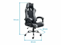 Outlet Silla gaming Legend cojín lumbar y reposacabezas y gris 120x63x66 cm Negro