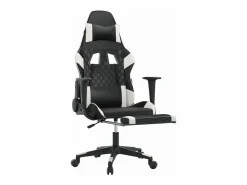 Silla gaming masaje y reposapiés cuero sintético negro Silla Gaming