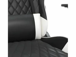 Silla gaming masaje y reposapiés cuero sintético negro Silla Gaming