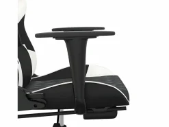 Silla gaming masaje y reposapiés cuero sintético negro Silla Gaming