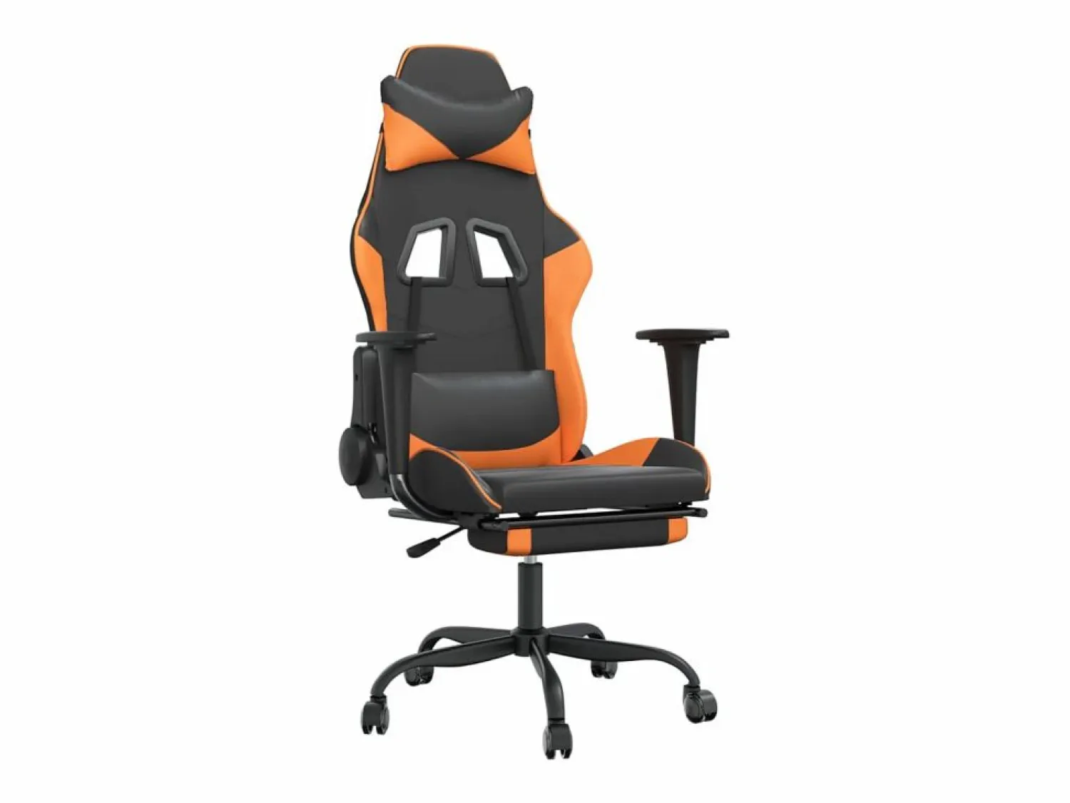 Online Clicnbuy Silla gaming masaje y reposapiés cuero sintético negro Naranja