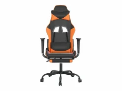 Online Clicnbuy Silla gaming masaje y reposapiés cuero sintético negro Naranja