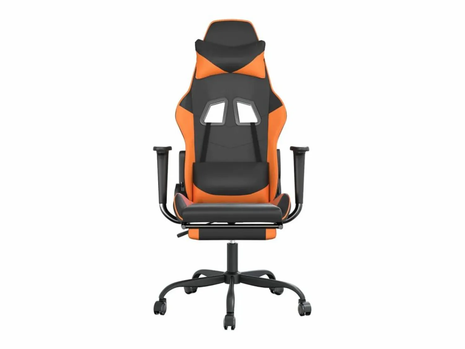 Online Clicnbuy Silla gaming masaje y reposapiés cuero sintético negro Naranja