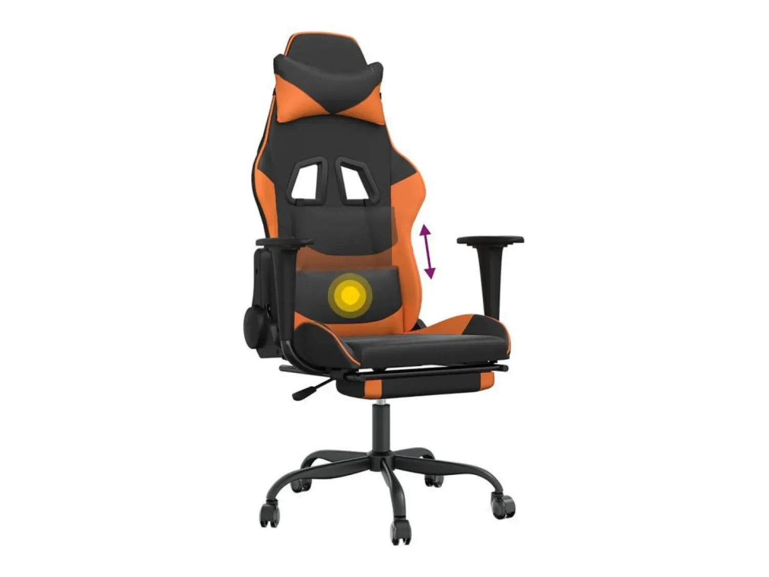 Online Clicnbuy Silla gaming masaje y reposapiés cuero sintético negro Naranja