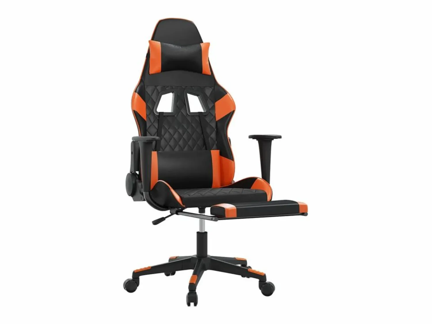 Discount Silla gaming masaje y reposapiés cuero sintético negro Silla Gaming
