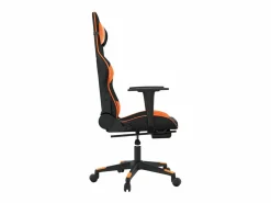 Discount Silla gaming masaje y reposapiés cuero sintético negro Silla Gaming