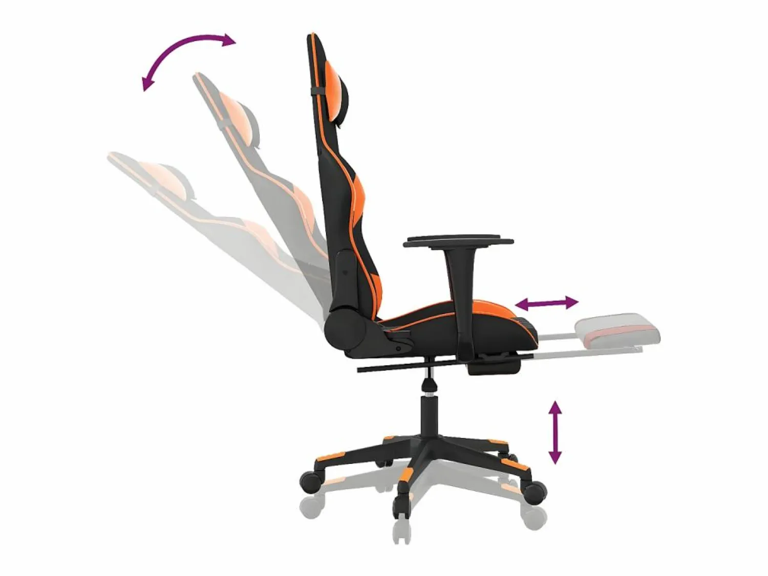 Discount Silla gaming masaje y reposapiés cuero sintético negro Silla Gaming