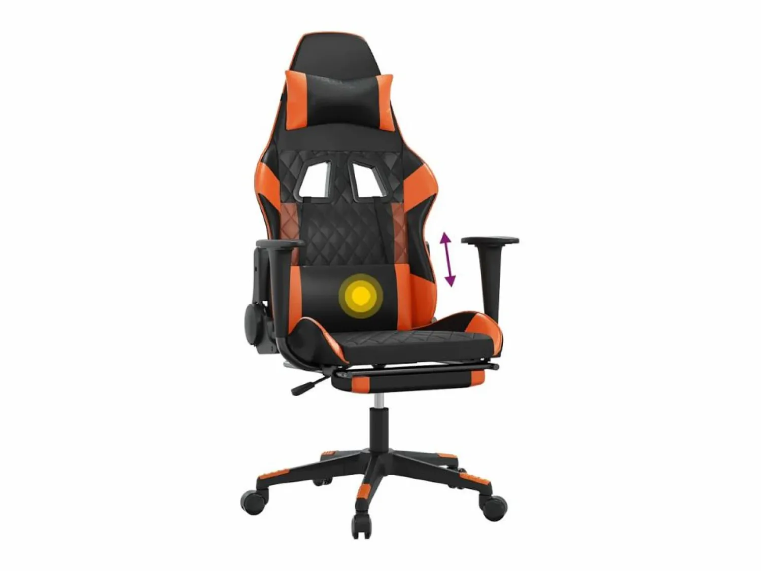 Discount Silla gaming masaje y reposapiés cuero sintético negro Silla Gaming