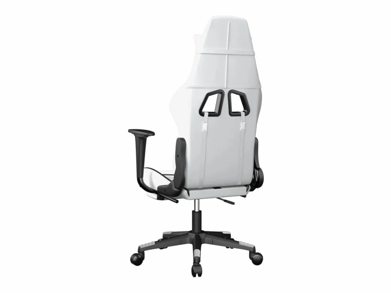 Clicnbuy Silla gaming masaje y reposapiés cuero sintético blanco