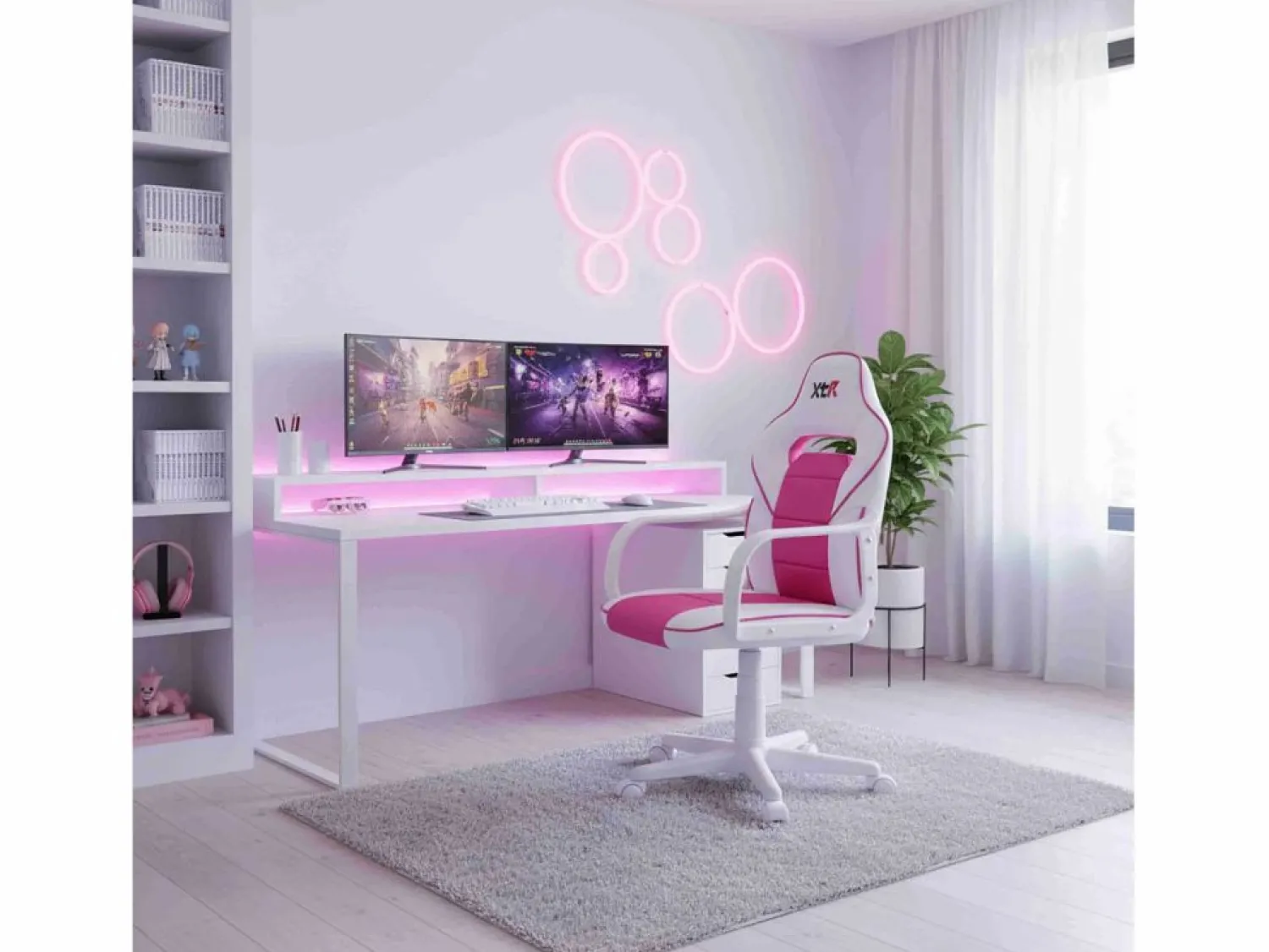 Basic Silla gaming XTR Junior altura regulable símil piel blanco/ 98-108x60x60 cm Adec