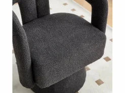 New Silla giratoria 360°, sillón giratorio en tejido bouclé, sillón lounge con reposabrazos, sillón relax de respaldo alto con apoyabrazos Sillón Escandinavo