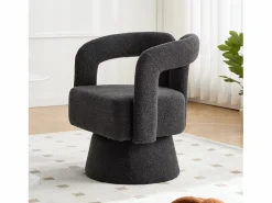 New Silla giratoria 360°, sillón giratorio en tejido bouclé, sillón lounge con reposabrazos, sillón relax de respaldo alto con apoyabrazos Sillón Escandinavo