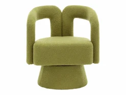 Silla giratoria 360°, sillón giratorio en tejido bouclé, sillón lounge con reposabrazos, sillón relax de respaldo alto con apoyabrazos