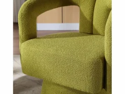 Silla giratoria 360°, sillón giratorio en tejido bouclé, sillón lounge con reposabrazos, sillón relax de respaldo alto con apoyabrazos