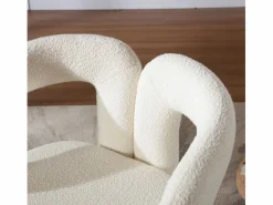 Hot Silla giratoria 360°, sillón giratorio en tejido bouclé, sillón lounge con reposabrazos, sillón relax de respaldo alto con apoyabrazos Beige