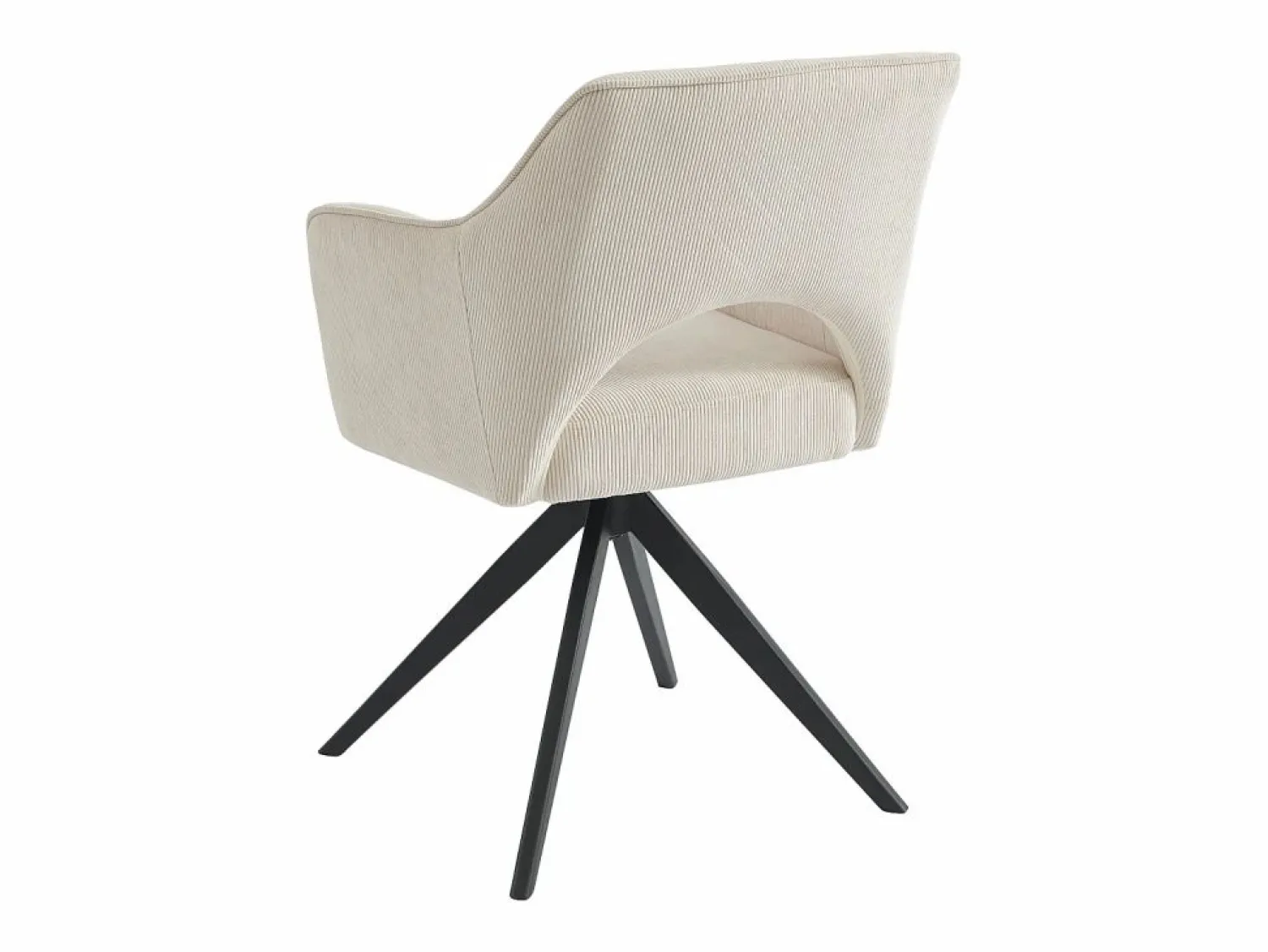 Discount Vente-unique Silla giratoria con reposabrazos de terciopelo acanalado y metal negro - - KONYA Crema