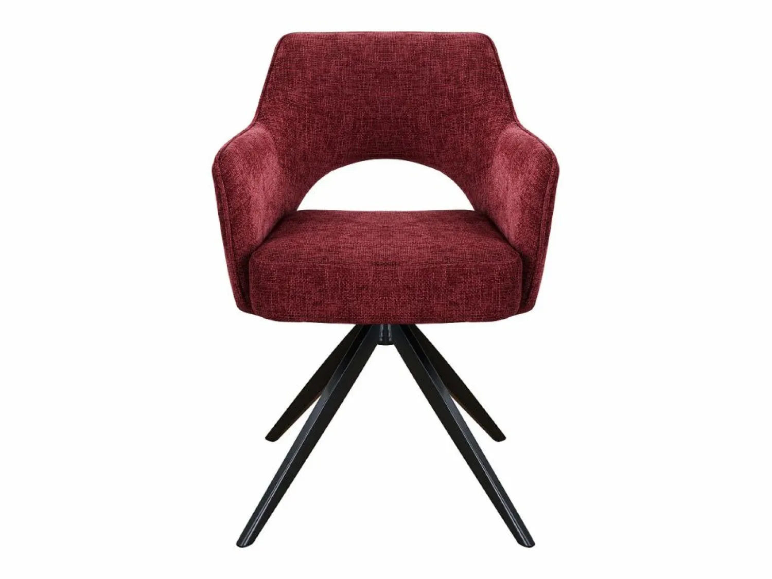 Vente-unique Silla giratoria con reposabrazos en tela texturizada y metal negro - Burdeos - KONYA