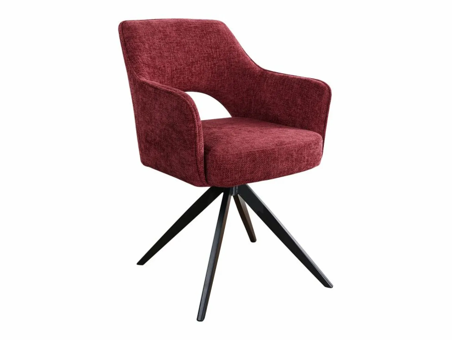 Vente-unique Silla giratoria con reposabrazos en tela texturizada y metal negro - Burdeos - KONYA