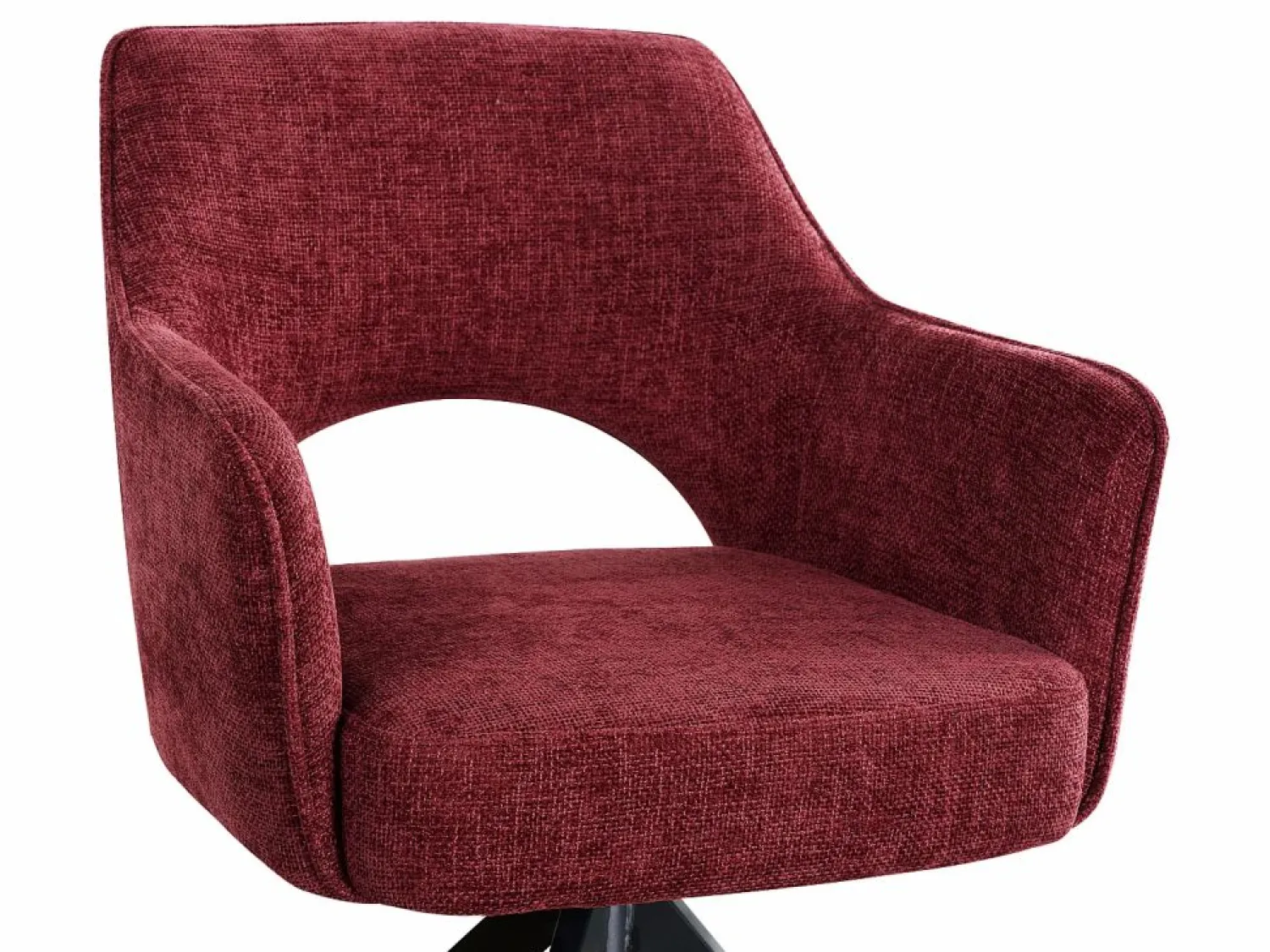 Vente-unique Silla giratoria con reposabrazos en tela texturizada y metal negro - Burdeos - KONYA