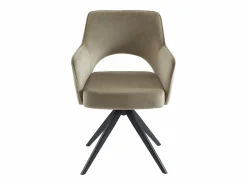 Outlet Silla giratoria con reposabrazos de terciopelo y metal negro - - KONYA Sillas Y Lotes De Sillas