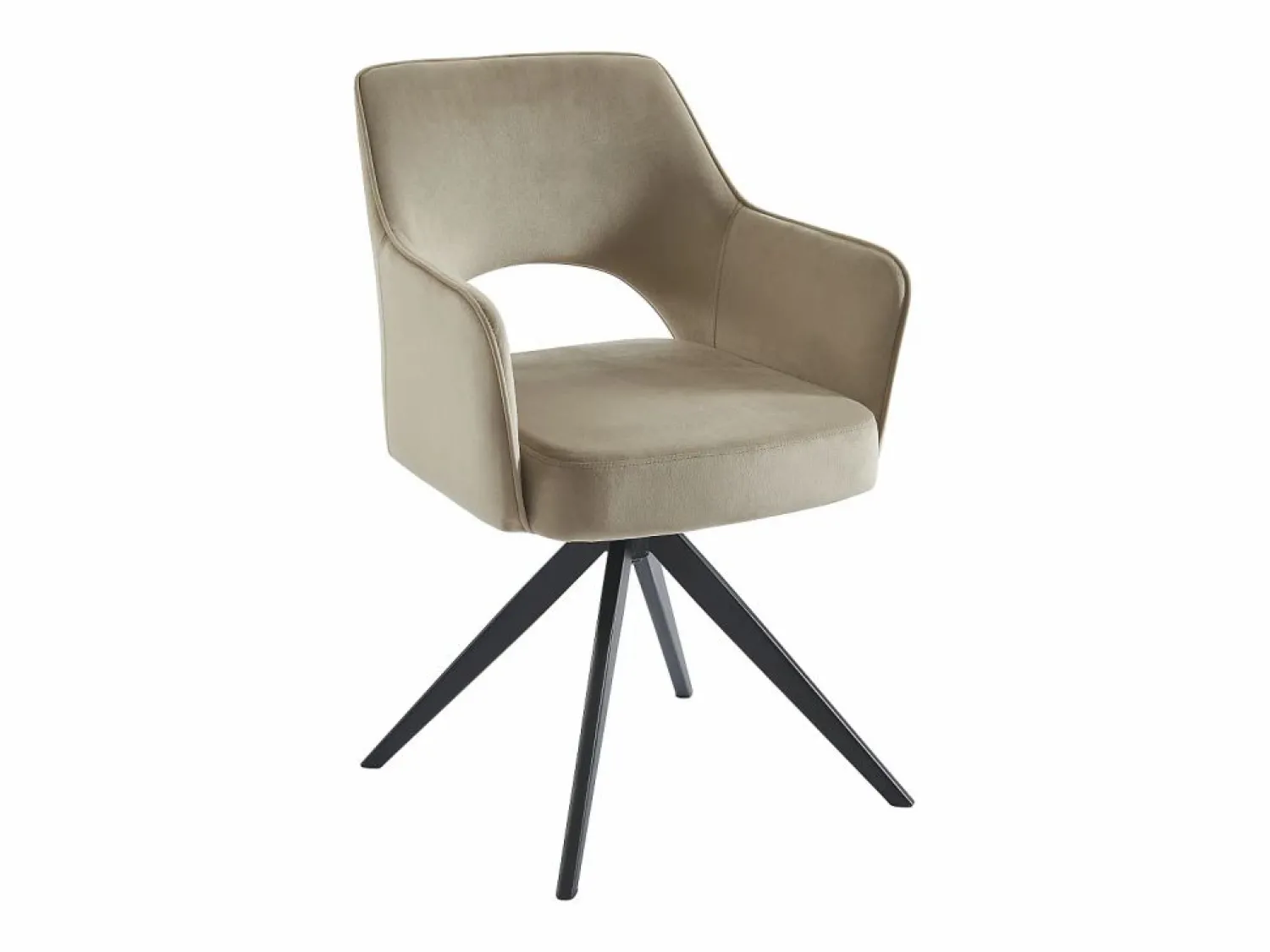Outlet Silla giratoria con reposabrazos de terciopelo y metal negro - - KONYA Sillas Y Lotes De Sillas