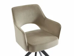 Outlet Silla giratoria con reposabrazos de terciopelo y metal negro - - KONYA Sillas Y Lotes De Sillas